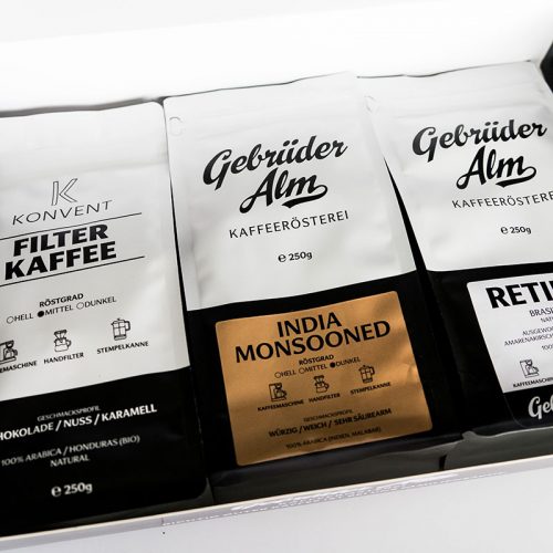 Filterkaffee Probierbox und Geschenkbox mit 3 Filterkaffees aus unserer Kaffeerösterei